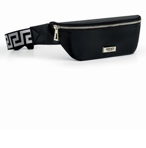 Versace Black Belt Bag with Gold Accent